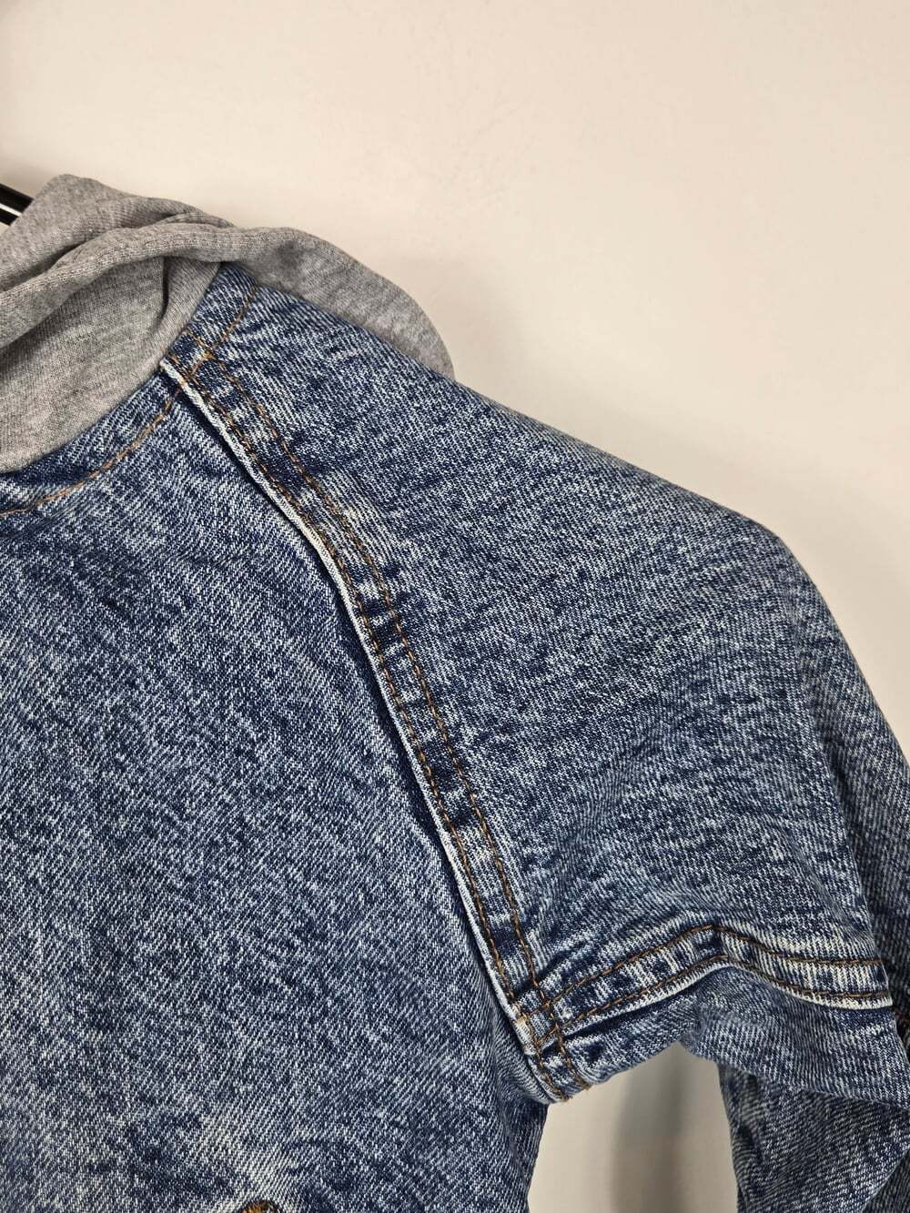 Zara Baby Denim Bomber Jacket 18-24M Blue Hooded Y2K Kids Streetwear - Picture 3 of 8